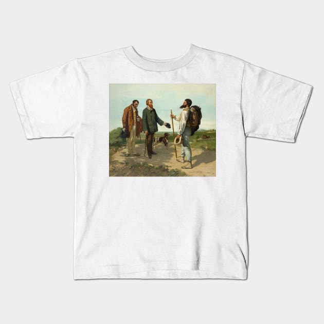 The Meeting or "Bonjour, Monsieur Courbet" by Gustave Courbet Kids T-Shirt by Classic Art Stall